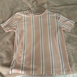 Pink Vertical Stripe T Shirt